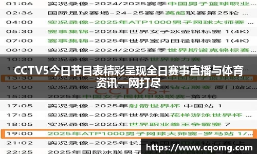 CCTV5今日节目表精彩呈现全日赛事直播与体育资讯一网打尽